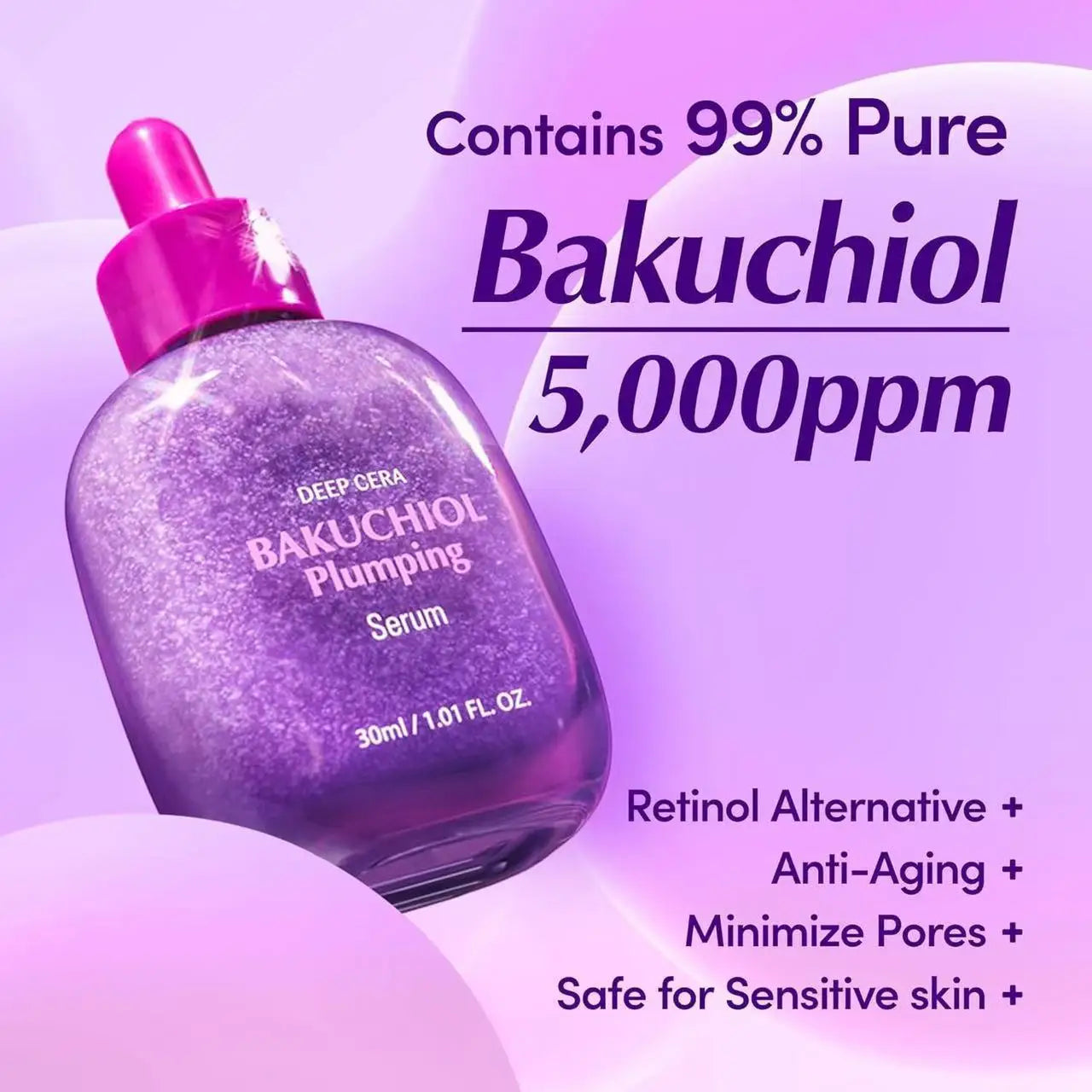Vitamin Whitening Serum, Niacinamide Vitamin C Serum, Bakuchiol Plumping Serum, Shrink Pores, Reduce Wrinkles, and Lift Skin